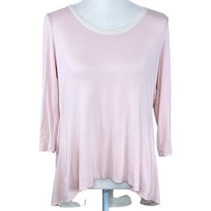 Ann Taylor Retail Pink Cream Lagenlook Split Back Top Size M coastal Hi-Lo